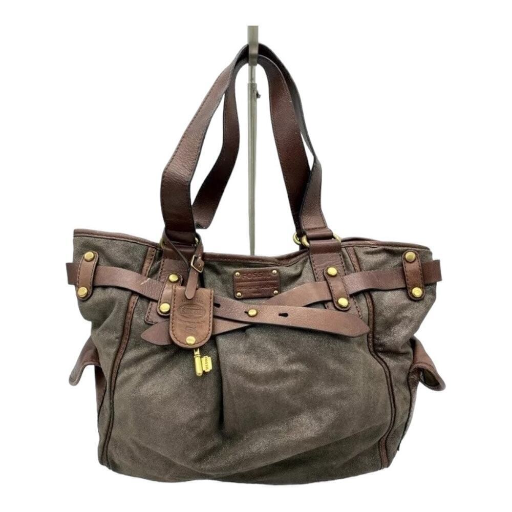 Fossil Brown Leather Long Live Vintage 1954 Large Tote 13 in X 6 in X 12 in